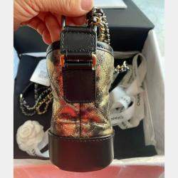 Chanel Black & Metallic Leather Small Gabrielle Hobo Bag