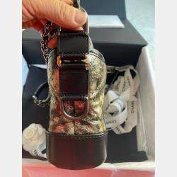 Chanel Black & Metallic Leather Small Gabrielle Hobo Bag