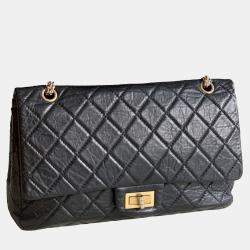 Chanel Black Aged Calfskin Quilted 2.55 Reissue Maxi Flap Bag