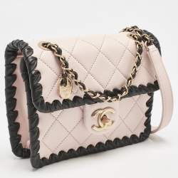 Pre Owned Chanel Pink/Black Braided Leather Mini My Own Frame Flap Bag 