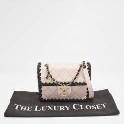 Pre Owned Chanel Pink/Black Braided Leather Mini My Own Frame Flap Bag 