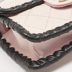 Pre Owned Chanel Pink/Black Braided Leather Mini My Own Frame Flap Bag 