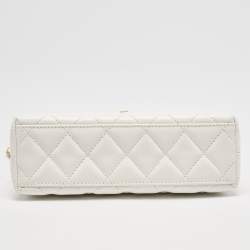 Pre Owned Chanel White Quilted Leather Mini Kelly Bag