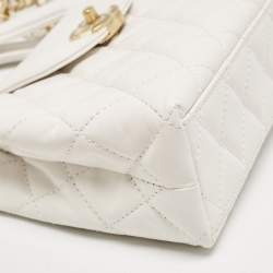Pre Owned Chanel White Quilted Leather Mini Kelly Bag