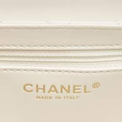 Pre Owned Chanel White Quilted Leather Mini Kelly Bag
