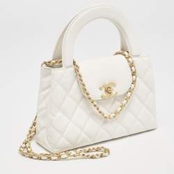 Pre Owned Chanel White Quilted Leather Mini Kelly Bag