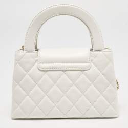 Pre Owned Chanel White Quilted Leather Mini Kelly Bag