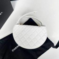 Chanel White Caviar Leather Bow Clutch Bag