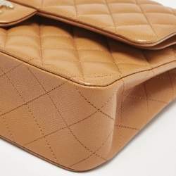 Chanel Brown Quilted Caviar Leather Medium Classic Double Flap Bag