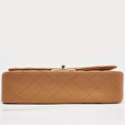 Chanel Brown Quilted Caviar Leather Medium Classic Double Flap Bag