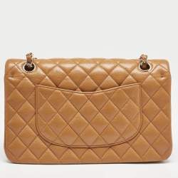 Chanel Brown Quilted Caviar Leather Medium Classic Double Flap Bag