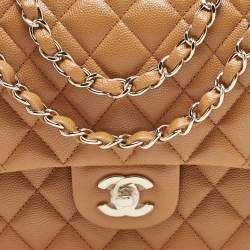 Chanel Brown Quilted Caviar Leather Medium Classic Double Flap Bag