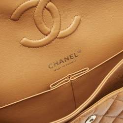 Chanel Brown Quilted Caviar Leather Medium Classic Double Flap Bag