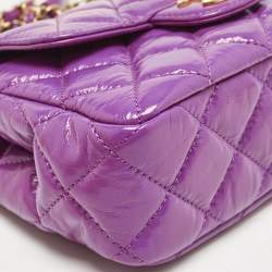 Chanel Purple Shiny Crumpled Quilted Leather Small Wavy CC Hobo