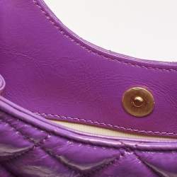 Chanel Purple Shiny Crumpled Quilted Leather Small Wavy CC Hobo
