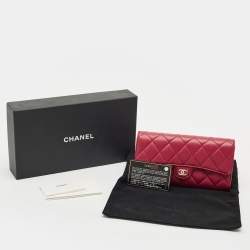 Chanel Dark Pink Quilted Leather Classic Flap Continental Wallet