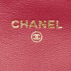 Chanel Dark Pink Quilted Leather Classic Flap Continental Wallet