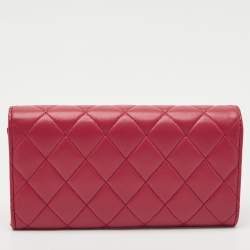 Chanel Dark Pink Quilted Leather Classic Flap Continental Wallet