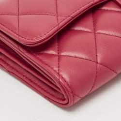 Chanel Dark Pink Quilted Leather Classic Flap Continental Wallet