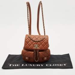 Chanel Brown Quilted Leather Mini Duma Drawstring Bag