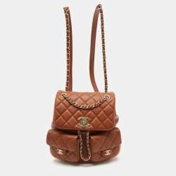 Chanel Brown Quilted Leather Mini Duma Drawstring Bag