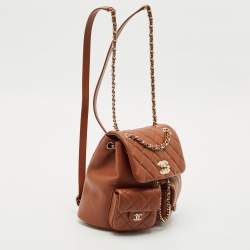 Chanel Brown Quilted Leather Mini Duma Drawstring Bag