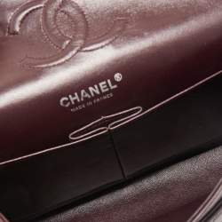 Pre Owned Chanel Burgundy Quilted Caviar Leather Medium Classic Double Flap Bag