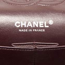 Pre Owned Chanel Burgundy Quilted Caviar Leather Medium Classic Double Flap Bag