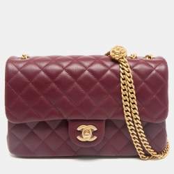 Chanel Burgundy Quilted Leather Medium Camellia Crush Flap Bag 