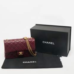 Pre Owned Chanel Burgundy Quilted Leather Medium Camellia Crush Flap Bag 