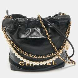 Chanel Black Quilted Leather Mini 22 Chain Bag