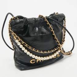 Chanel Black Quilted Leather Mini 22 Chain Bag