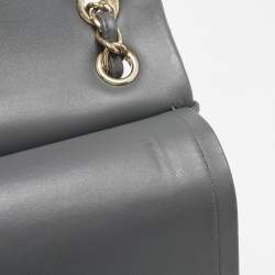 Pre Owned Chanel Grey Quilted Leather Jumbo Classic Double Flap Bag