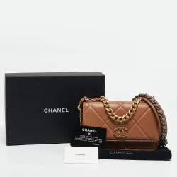 Chanel Brown Quilted Leather 19 Flap Wallet on Chain
