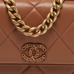 Chanel Brown Quilted Leather 19 Flap Wallet on Chain