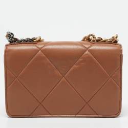 Chanel Brown Quilted Leather 19 Flap Wallet on Chain