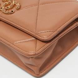 Chanel Brown Quilted Leather 19 Flap Wallet on Chain