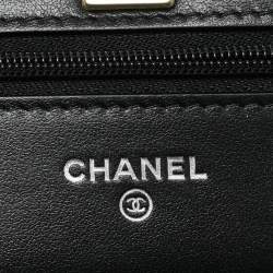 Pre Owned Chanel Black Quilted Leather Top Handle Wallet on Chain