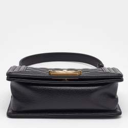 Chanel Black Quilted Caviar Leather Mini Boy Flap Bag
