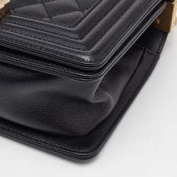 Chanel Black Quilted Caviar Leather Mini Boy Flap Bag