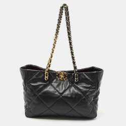 Chanel Black Quilted Leather 19 Shopping Tote