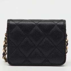 مملوكة مسبقًا Chanel Black Quilted Caviar Leather CC Coin Purse on Chain