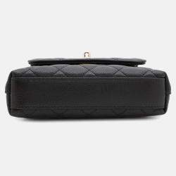 Chanel Matelassé Coco Handle Black Caviar Leather Mini 2Way Hand Bag