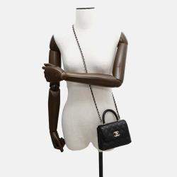 Chanel Matelassé Coco Handle Black Caviar Leather Mini 2Way Hand Bag