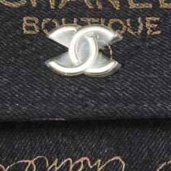 Pre Owned Chanel Black Denim Mood Chain Clutch