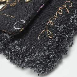 Pre Owned Chanel Black Denim Mood Chain Clutch