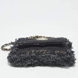 Pre Owned Chanel Black Denim Mood Chain Clutch