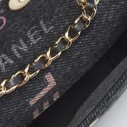 Pre Owned Chanel Black Denim Mood Chain Clutch