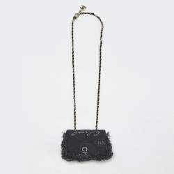 Pre Owned Chanel Black Denim Mood Chain Clutch