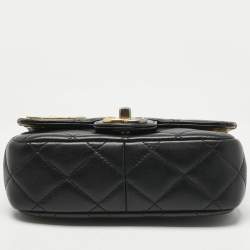 Pre Owned Chanel Black Quilted Leather Mini Coco Clips Classic Flap Bag
